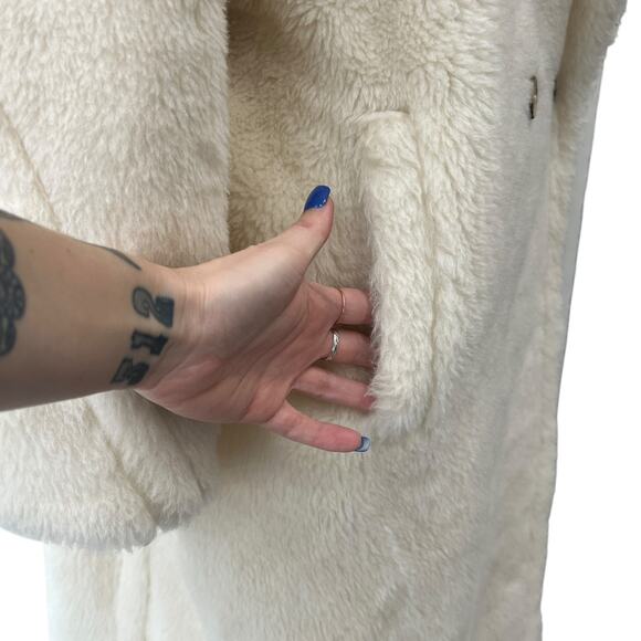 $4290 Max Mara White Ivory Tedgirl Teddy Long Coat Jacket size Medium - Picture 7 of 11